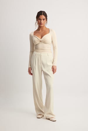 Mid Waist Tailored Suit Pants Outfit