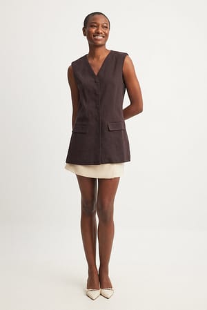 Open Back Linen Blend Vest Outfit