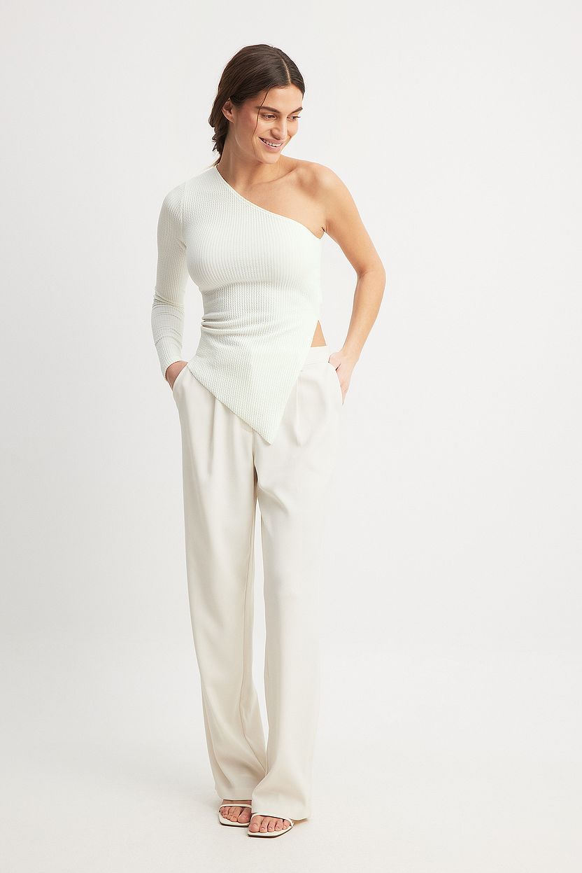 Formal Wear Asymmetrical Hem Tailored Collar Wide Leg Pants Khaki Set main image 1