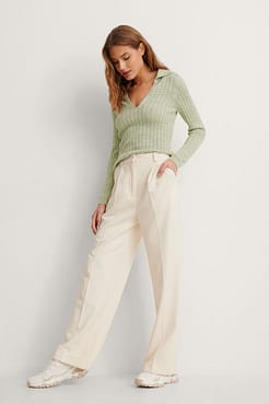Rib Knit Long Sleeve Top Outfit!