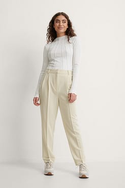 Melissa Tapered Suit Pants Outfit.