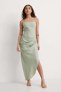 Draped Linen Dress Outfit