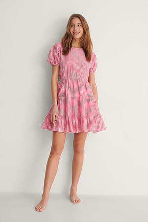 Open Back Gingham Dress Outfit