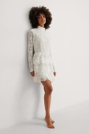 NA-KD Embroidered Flounce Dress Outfit