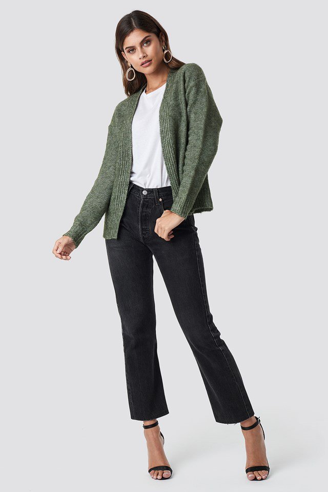 Green Cropped Cardigan Outfit