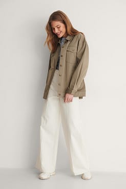 Cotton Belted Cargo Jacket Outfit.