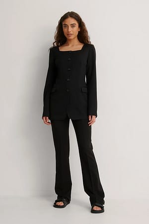 Squared Neck Blazer Outfit