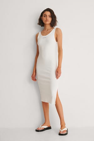 Micro Branding Strappy Rib Dress Outfit.