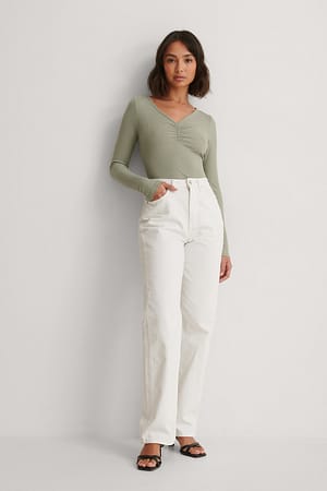 Ruched Rib Top Outfit.