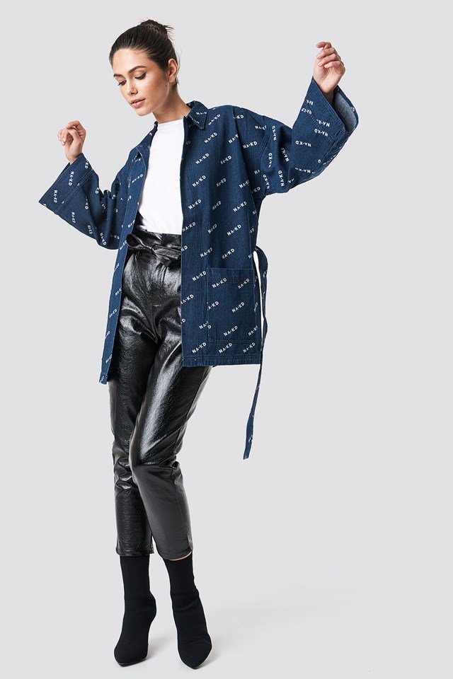 Denim Logo and Leather Outfit