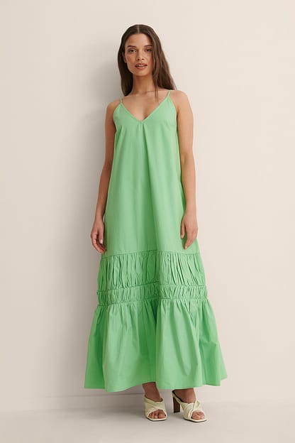 Watercolor Green Maxi Sheer Dress