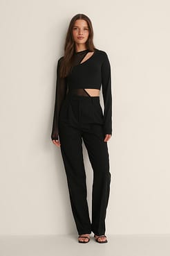 Cut Out Mesh Top Outfit