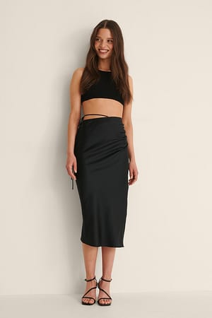 Satin Side Cut Skirt Outfit