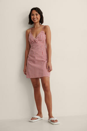 Gingham Mini Dress Outfit.
