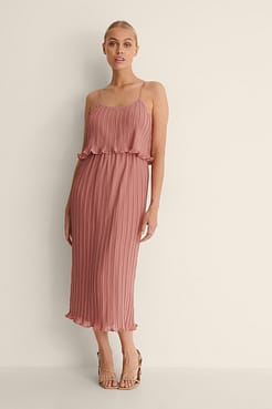 Pleated Midi Dress Outfit.