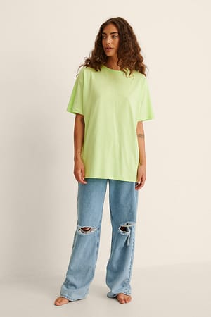 Organic Round Neck Oversized Tee Outfit.