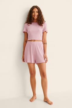 Babylock Crop Short Sleeve Rib Top Outfit.