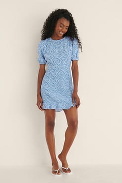 Short Sleeve Open Back Mini Dress Outfit.