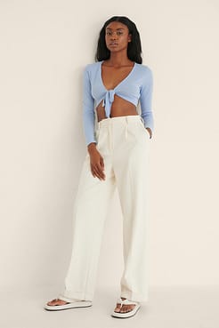 Front Knot Rib Top Outfit