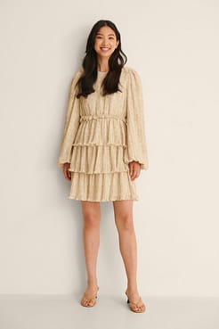 Pleated Frill Mini Dress Outfit.