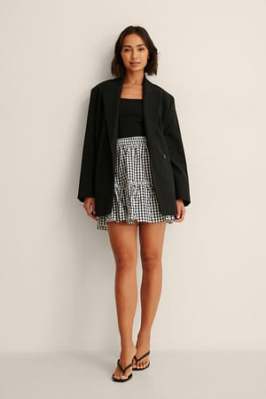 Frilled Gingham Mini Skirt Outfit