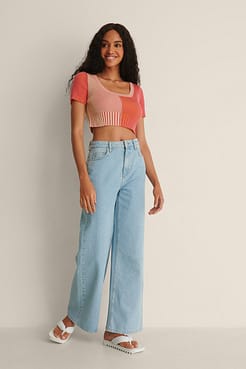 Knitted Cropped Block Top Outfit