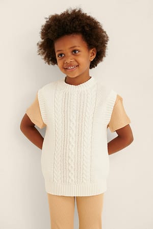 Cable Knit Organic Vest Outfit