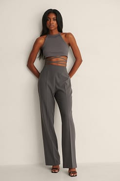 Twist Strap Rib Top Outfit