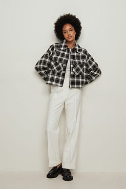 Big Sleeve Checked Jacket Outfit.