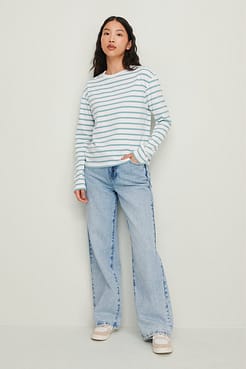Organic Striped Oversized Long Sleeved Top Outfit