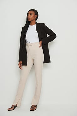 Side Slit Tailored Suit Pants Outfit