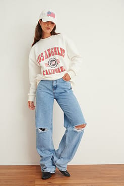 Soft Rigid Wide Leg Destroyed Jeans Outfit