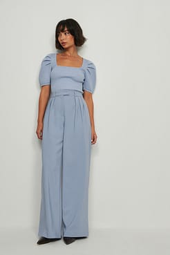 Recycled Pleated Wide Leg Suit Pants Outfit