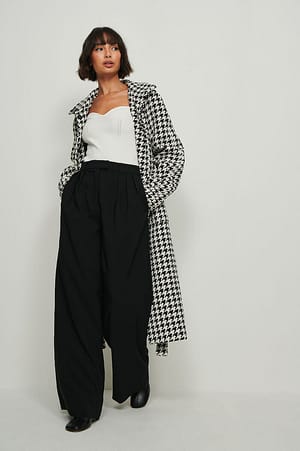 Houndstooth Belted Coat Outfit
