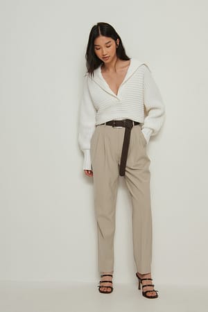 Recycled Cropped High Waist Suit Pants Outfit