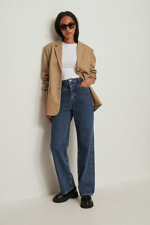 Front Yoke Wide Jeans Outfit