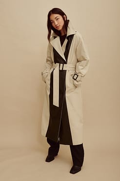 PU Contrast Trench Outfit
