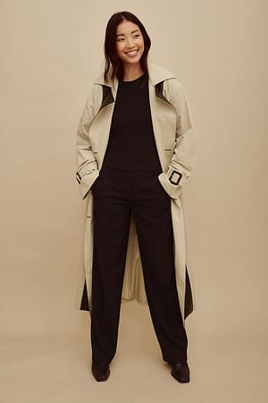PU Contrast Trench Outfit
