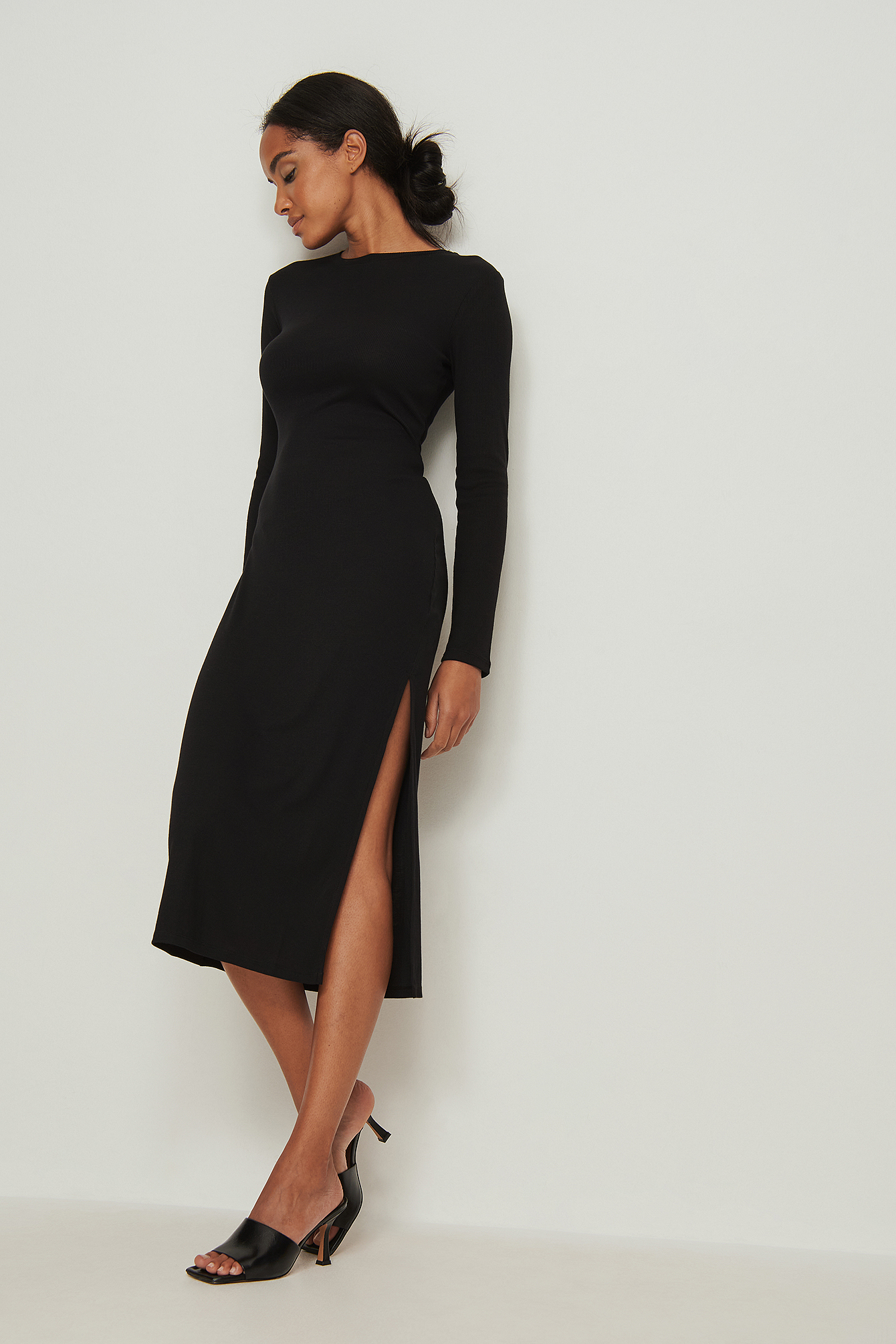long sleeve slit dress