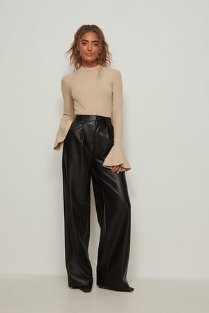 High Neck Trumpet Sleeve Top Outfit