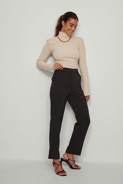 Recycled Straight Mid Waist Suit Pants Outfit