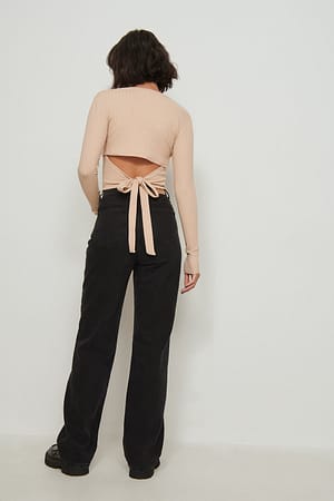 Organic Ribbed Open Back Top Outfit