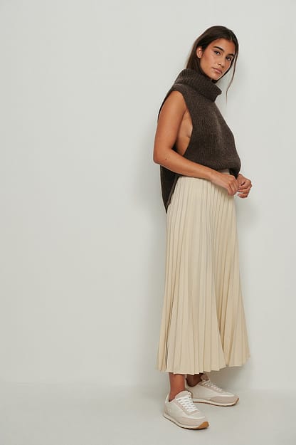 Pistachio Heavy Pleated Midi Skirt