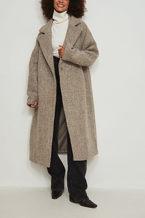 Dropped Shoulder Wool Coat Outfit.