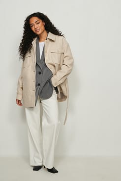Belted Chest Pocket Jacket Outfit.