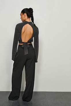 Open Back Glitter Top Outfit.