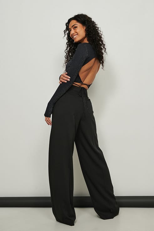 High Waist Deep Pleated Suit Pants Black | na-kd.com