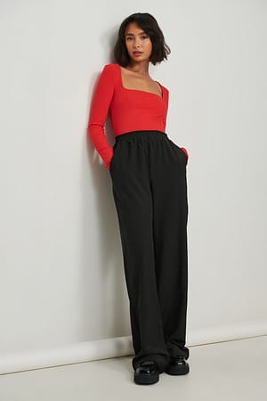 Square Neck Ribbed Top Outfit