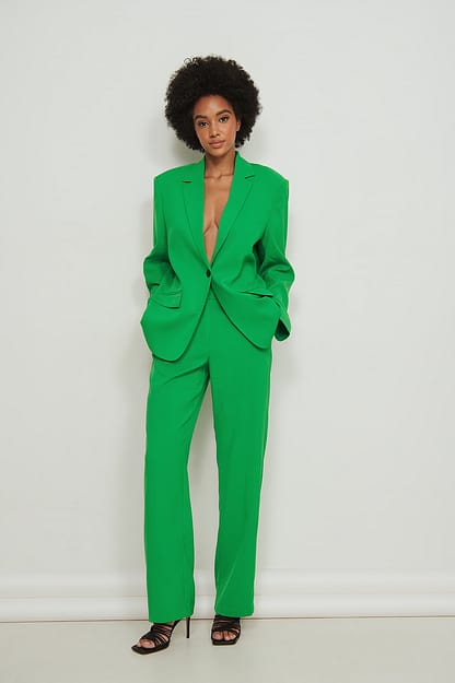 Strong Green Recycled Mid Rise Wide Suit Pants