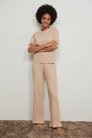 Ribbed Straight Pants Outfit